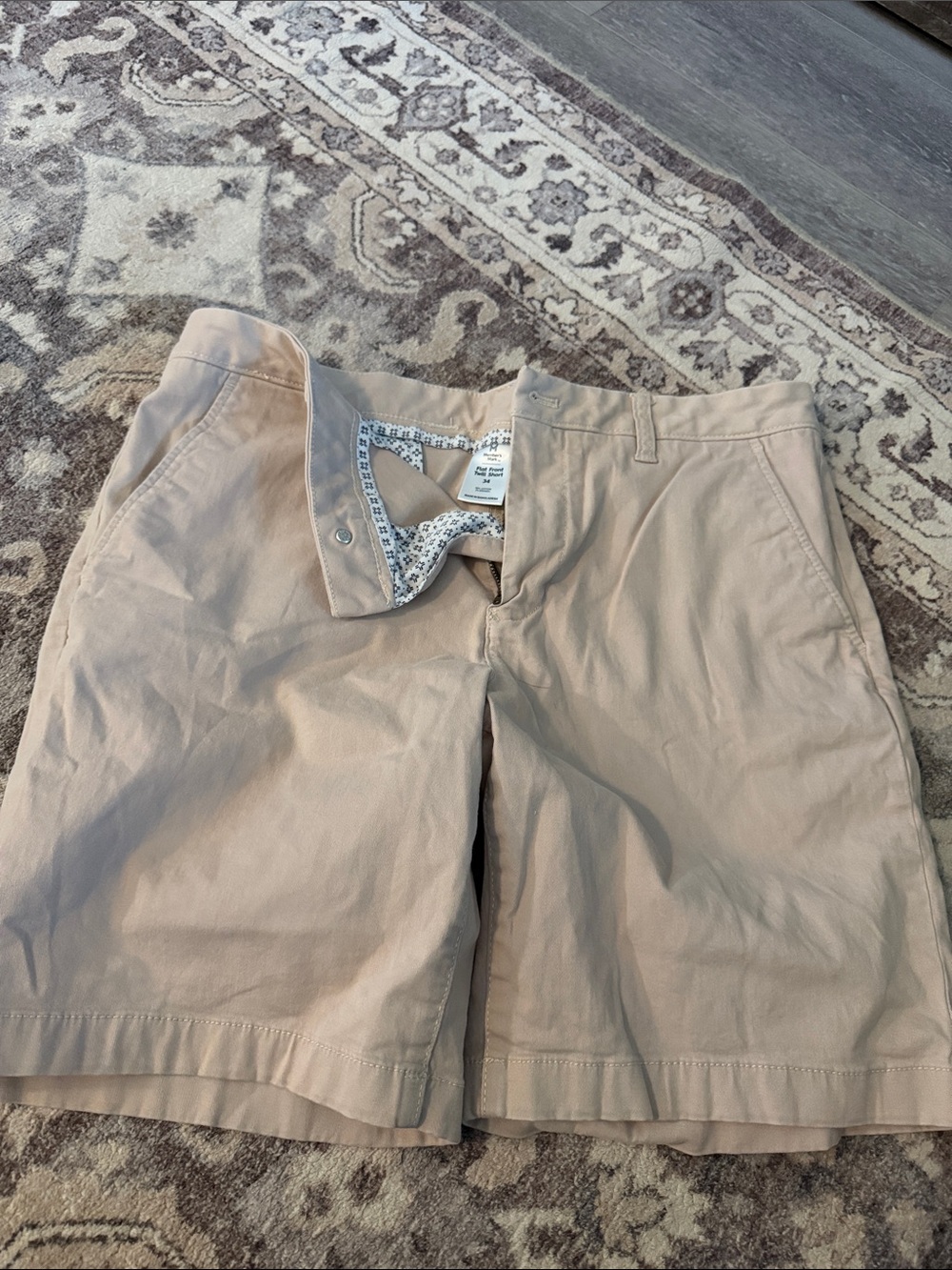 Men's Flat Front Cotton Shorts in Tan